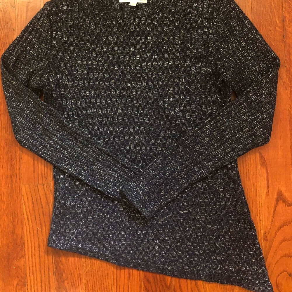 Sparkly RIBBED t-shirt/ asymmetrical hem